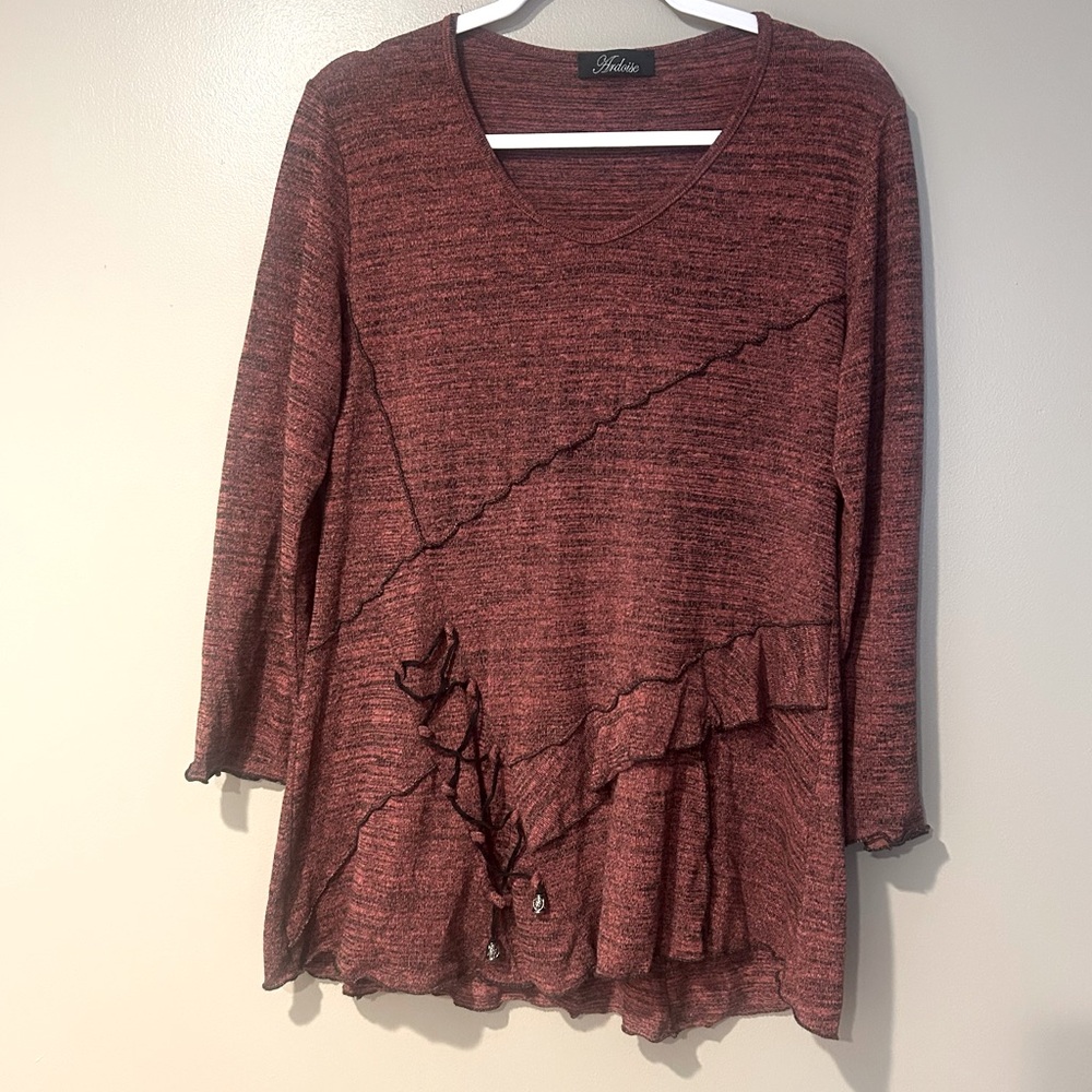 gothic boho Burgundy tunic top piratecore layered ruffle
grunge slouchy blouse